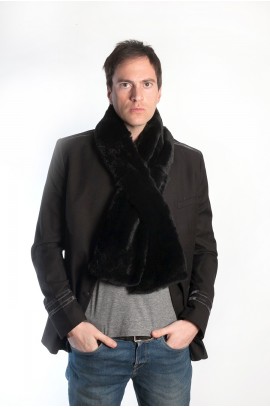 Black rex fur scarf - unisex